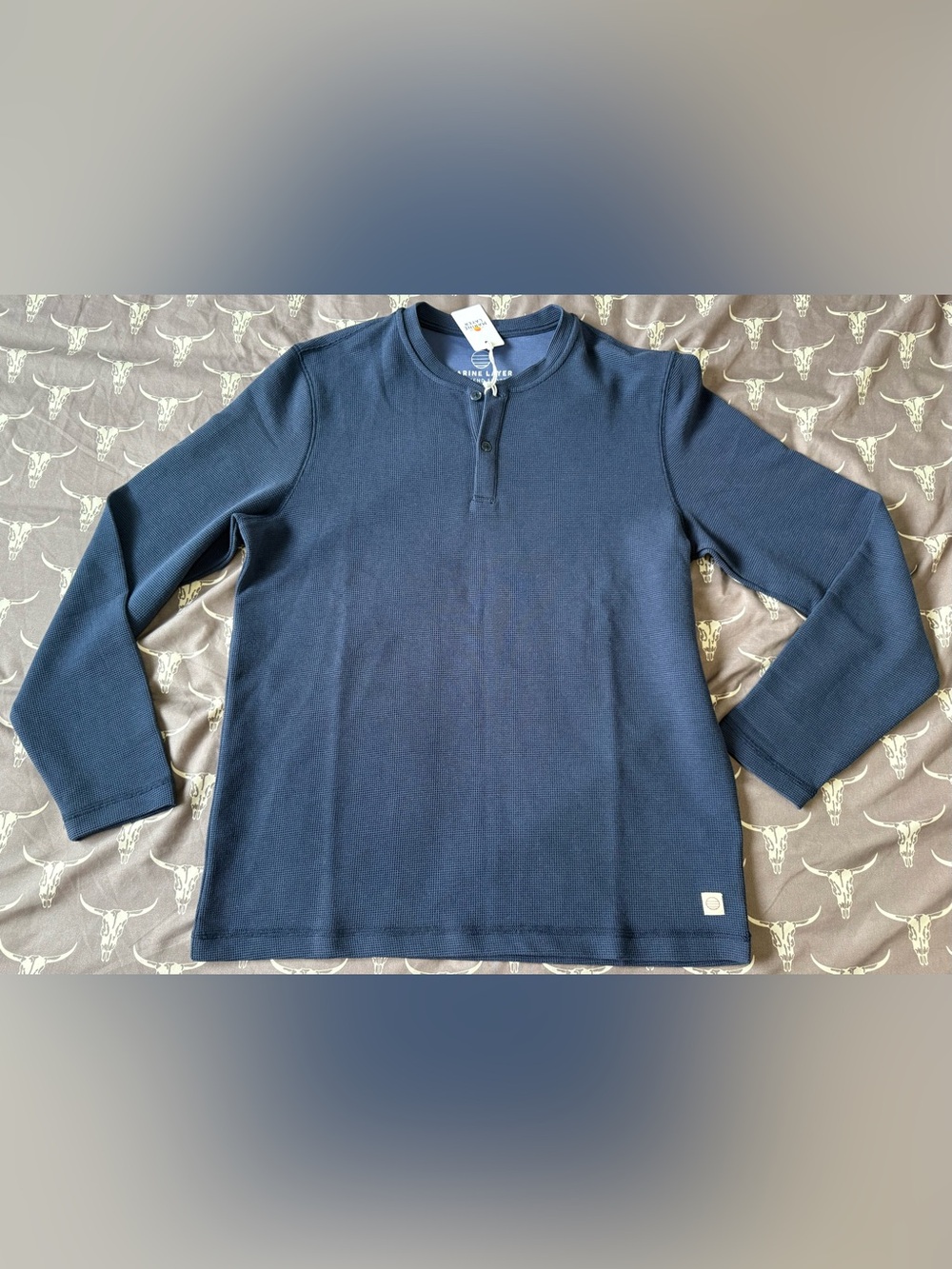 Marine Layer Sport Waffle 2.0 Henley - Mood Indigo - Mens M nwt